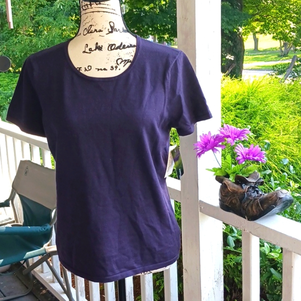 JONES NEW YORK NWT Navy Blue Short Sleeved Top Medium NEW!